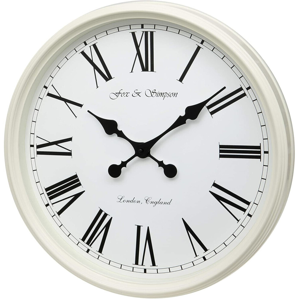 Fox and Simpson Grand Central Station Extra Large 50cm / 20-Inch Wall Clock in Cream (White)