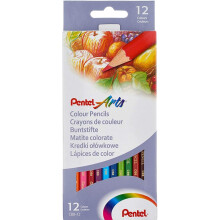 Pentel Arts Colour pencils, Assorted colours, 1 pack of 12 pencils