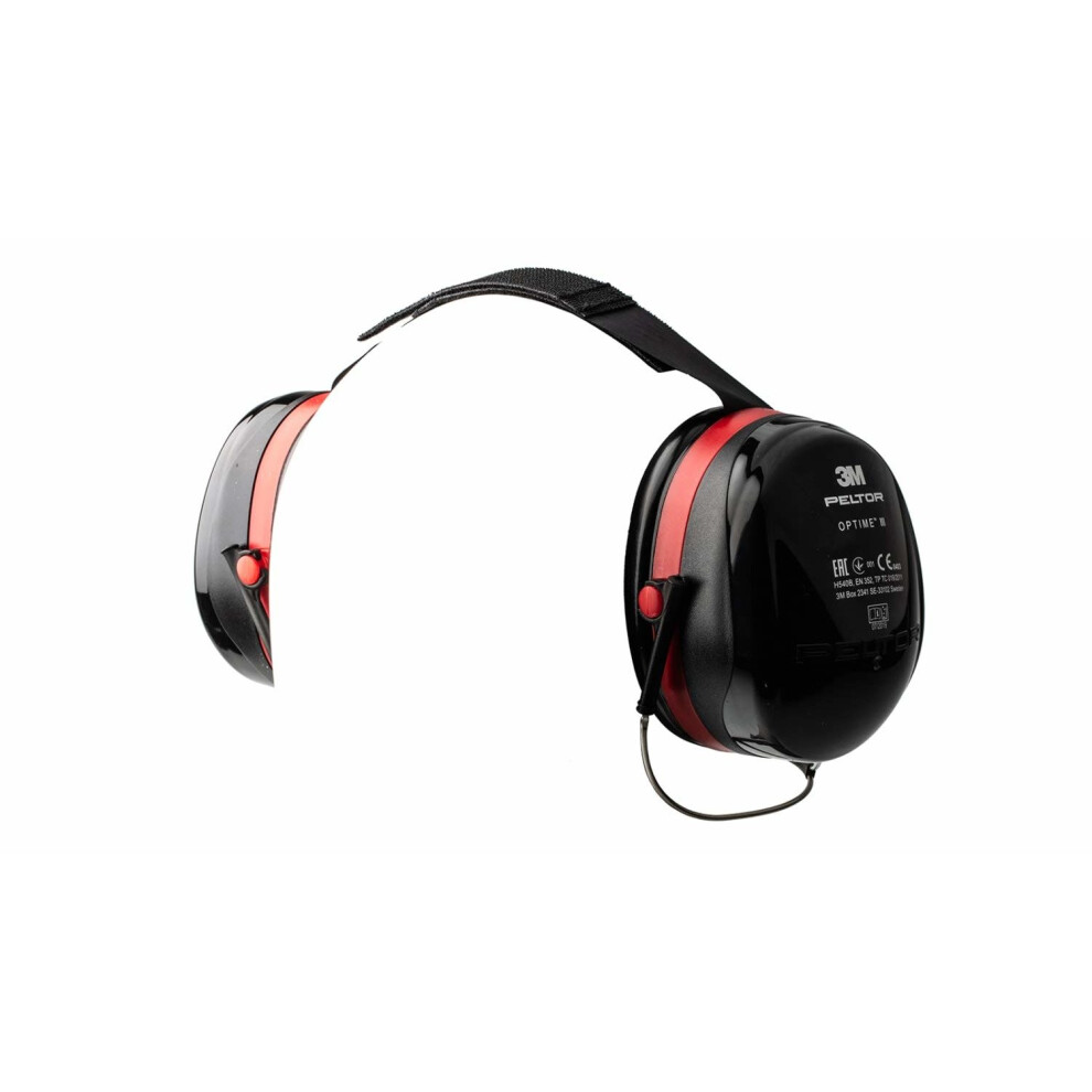 3M Peltor Optime Iii Earmuffs, 35 Db, Black/Red, Neckband, H540b-412-Sv 798256183591