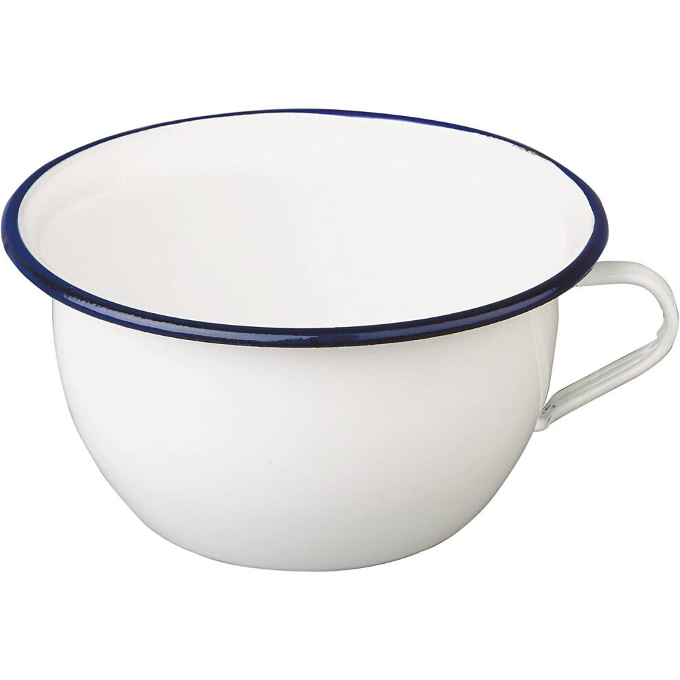 IBILI Chamber pot Blanca 3,5 l of Enamelled Steel, White/Blue, 24 x 24 x 12 cm