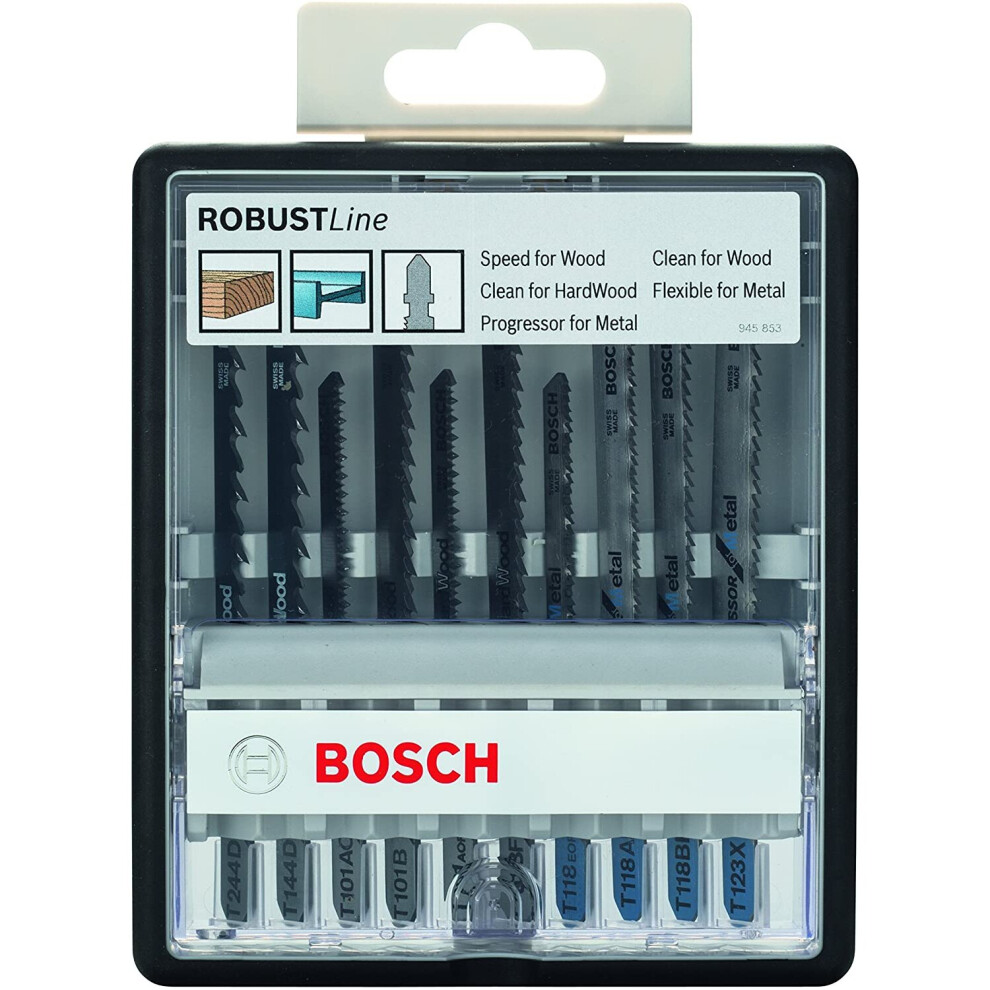 Bosch Robust Line Wood and Metal Jigsaw Blade Set, 10 Pieces