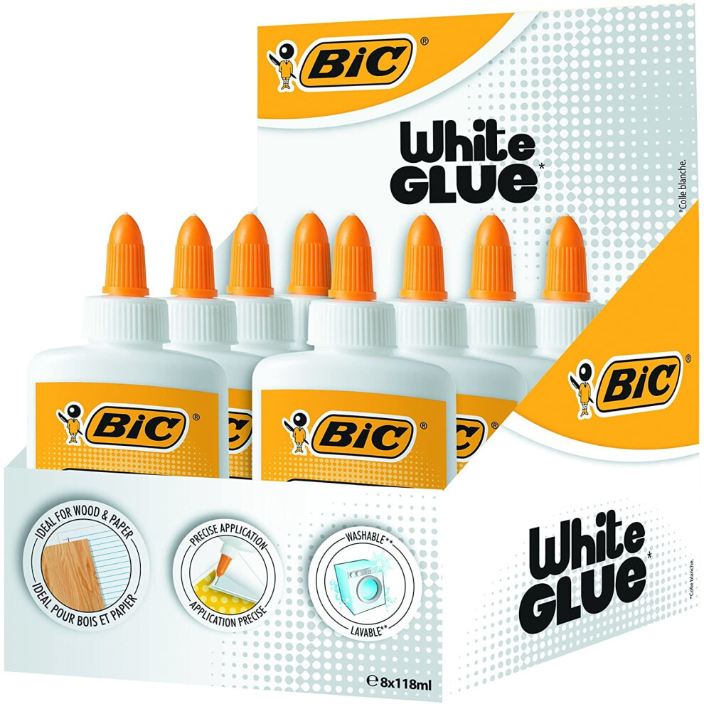 BIC 118 ml White Glue (Box of 8)