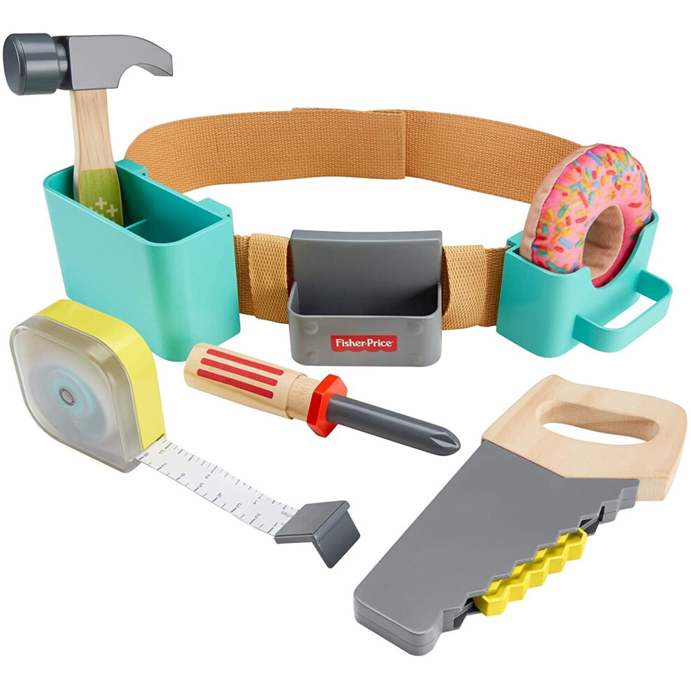 Fisher-Price Ggt60 Diy Tool Belt, 6-Piece Pretend Play Set, Multicoloured