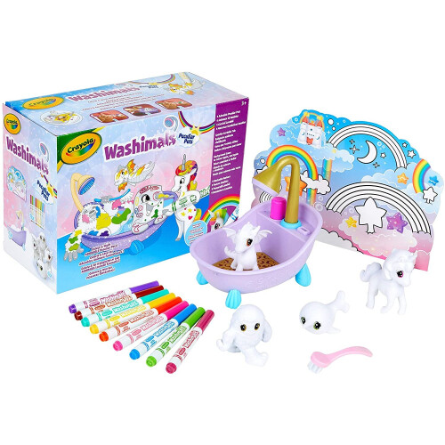 Crayola Washials Peculiar Pets - Kit Créatif de Coloriage, Feutres de Couleurs et Figurines à
