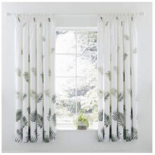 Charlotte Thomas Fern Pair of Pencil Pleat Lined Curtains with Tie Backs - Green, 168 x 183 cm