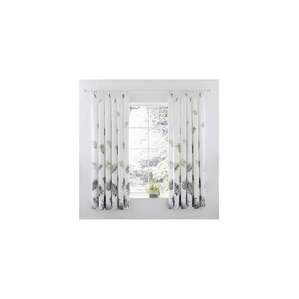 Charlotte Thomas, Fern, Pair of  Pencil Pleat Lined Curtains, with Tie Backs Green, 168 x 183 cm