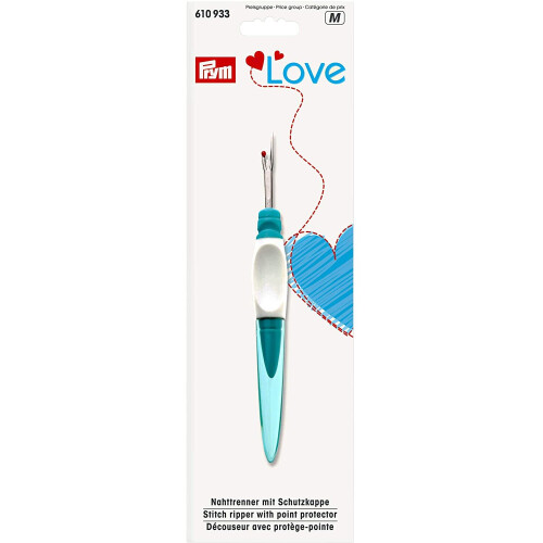 PrymLove Small Ergonomic Design Stitch Seam Ripper/Quick Unpick by Prym Love, Metal/Plastic, Turquoise, 18.5 x 9.5 x 2 cm