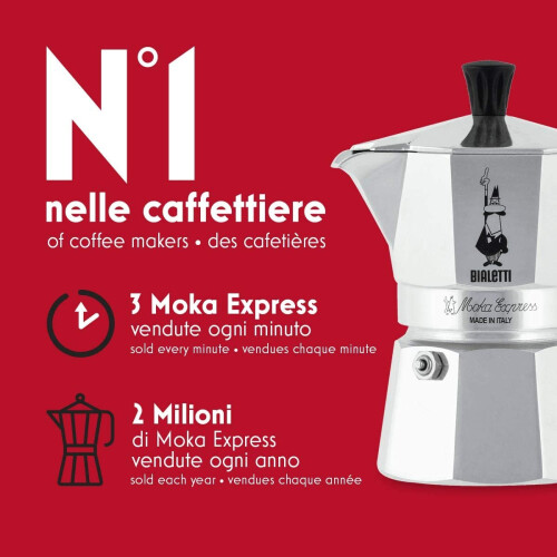 Bialetti Bialetti Moka Express Aluminium Stovetop Coffee Maker (1 Cup) 2