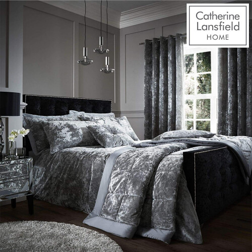 Catherine Lansfield Catherine Lansfield Crushed Velvet Bedspread Silver, 220x220cm 1