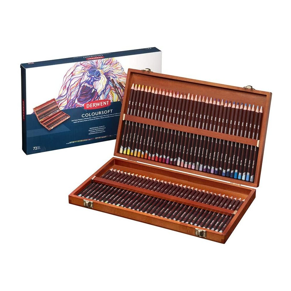 Derwent Coloursoft Colouring Pencils, Set Of 72 In Wooden Gift Box, Professional Quality, 0701031, Multicolor