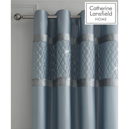Catherine Lansfield Catherine Lansfield Sequin Cluster Eyelet Curtains Duck egg 66x90 Inch 1
