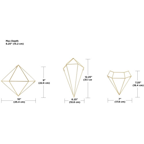Umbra Umbra Prisma Wall Decor, Brass, Set of 6 1