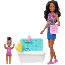 Barbie Skipper Babysitters Inc. Spielset mit Badewanne, Skipper Puppe und Kleinkindpuppe
