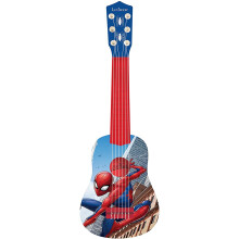 LEXIBOOK K200SP_01 Marvel Spider-Man Peter Parker Meine erste Gitarre, 6 Nylonsaiten, 53 cm, inkl. Lernanleitung, blau/rot