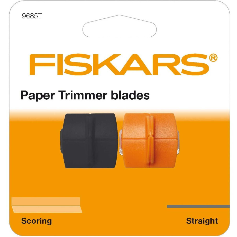 'Fiskars TripleTrack Blades x2 - Straight Cutting & Scoring, Spare Blades, Straight Blade and Folded Blade, Orange/Black, 1003905'