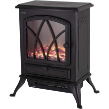 Warmlite WL46018 Stirling 2 KW Compact Electric Freestanding Stove Fire with Realistic LED Log Flame Effect, Black