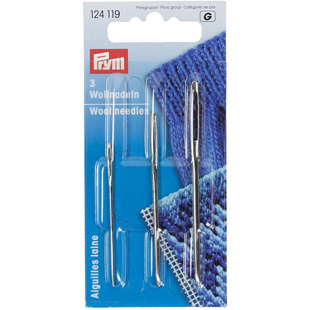 Prym Wool and Tapestry Needles with Gold Eye No. 1 & 3, Metal, Silver, 4.5 x 2 x 0.2 cm