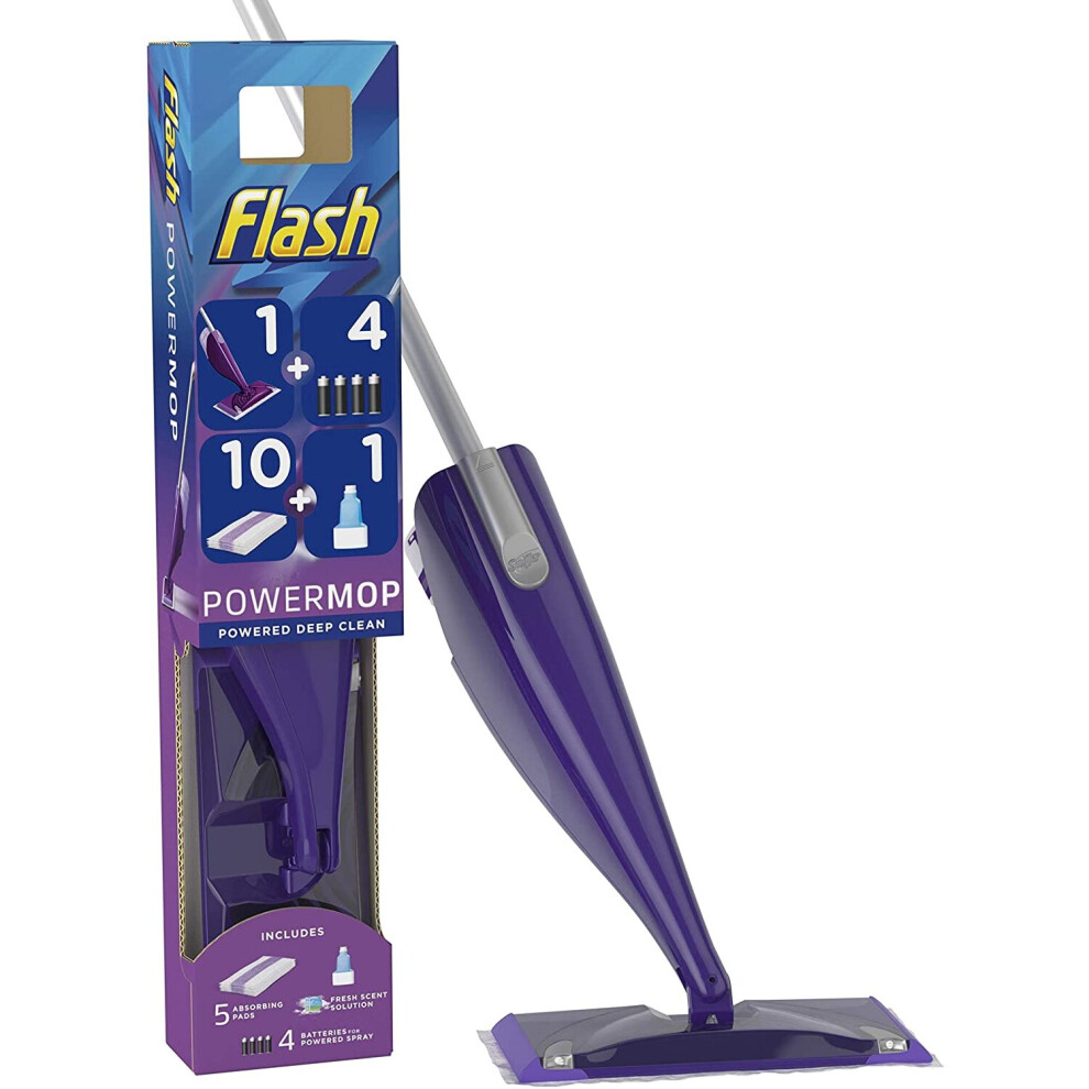 Flash Powermop Starter Kit, All-in-One Dual Spray Mop for Any Type of Floor