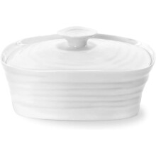 Portmeirion Home & Gifts Covered Butter Dish, Porcelain, White, 12 x 15.5 x 6 cm