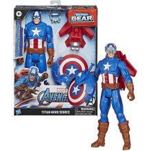 Marvel Avengers Titan Hero Series Blast Gear Captain America, 30-cm Toy, With Launcher, 2 Accessories and Projectile, Ages 4 and Up