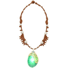 Moana Heart of Te Fiti Magical Seashell Necklace: Light-Up Blue Shell with Green Glow, Battery Included, Ages 3+