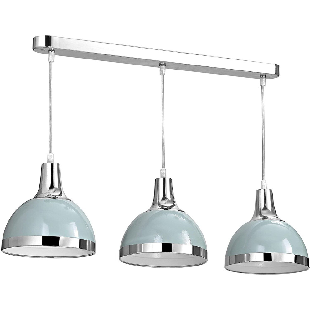 Premier Housewares E27 Edison Screw 40 W Vermont 3-Light Ceiling Pendant - Shutter Blue