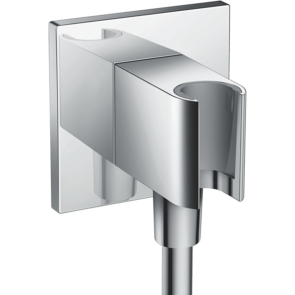 hansgrohe Fixfit hand shower holder, wall outlet hose connection, square, chrome