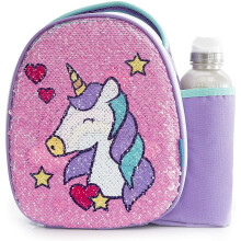 Smash Insulated Lunch Bag & 500ml Bottle, Reversible Sequin Unicorn, 8.5cm x 25.5cm x 25cm