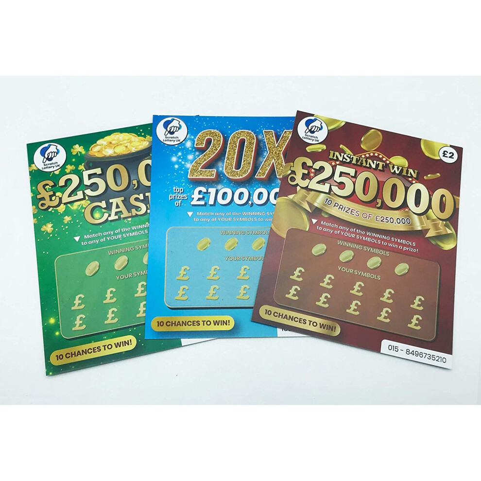 Pinelands Winning Joke Scratch Card Fake Lottery Ticket Each Card Appears To Win Thousands (Multipack X 3)