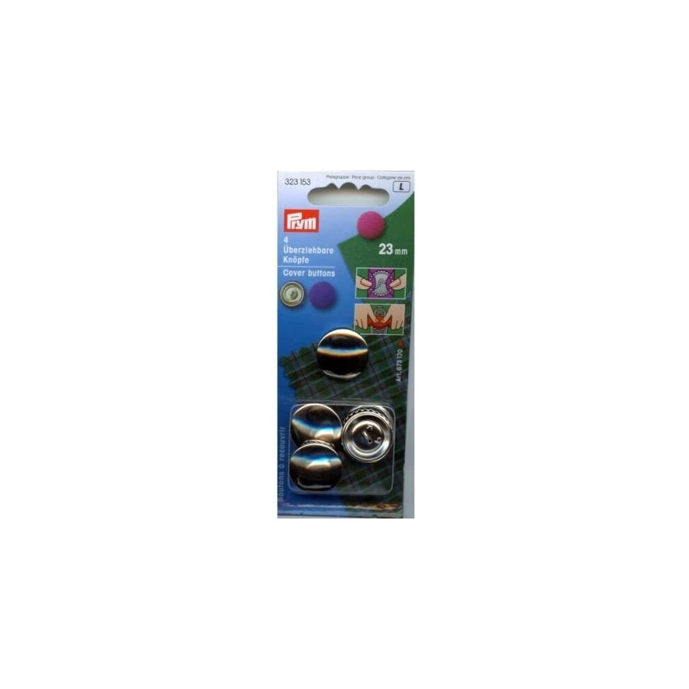 Prym Cover Buttons, 23Mm, Metal, Silver, 9.3 X 5.7 X 0.5 Cm