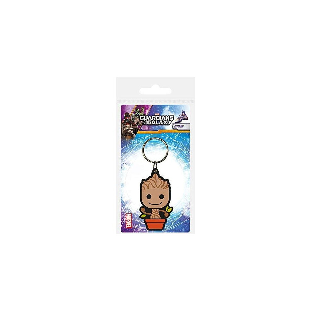 Disney Guardians of The Galaxy-Baby Groot Rubber Keychain, Metal, Multicoloured, 4 x 6 x 1.3 cm