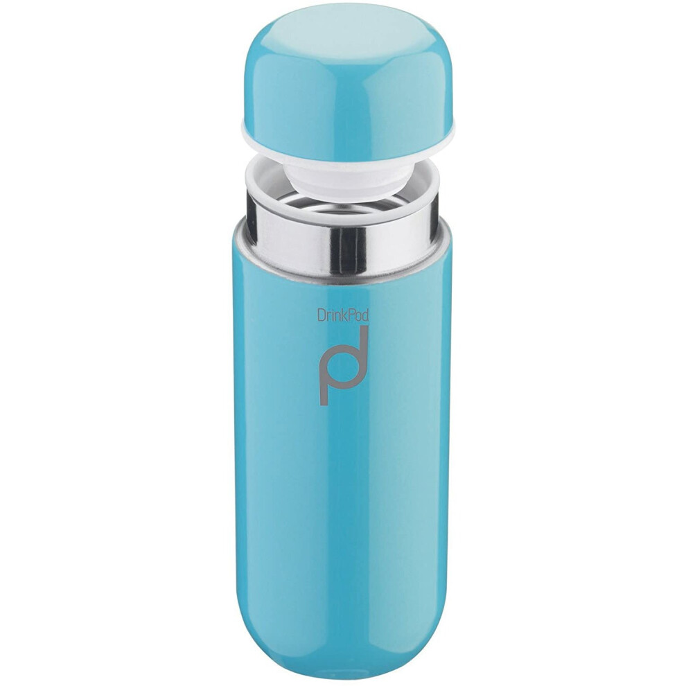 Grunwerg Vacuum Insulated Drinkpod Capsule Flask, Stainless Steel, Blue, 200ml