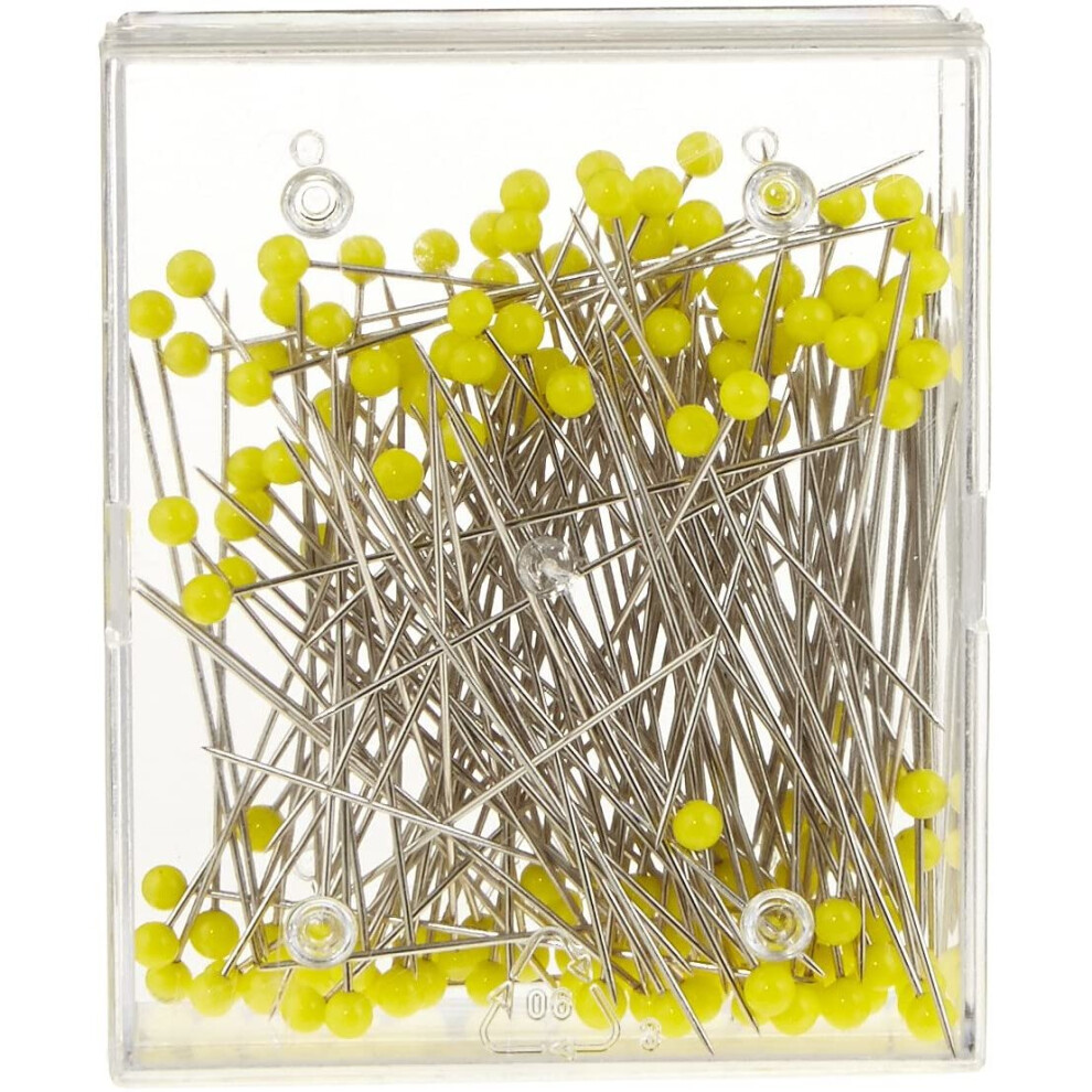 Prym 0.60 X 43 Mm Extra Long Glass Headed Pins, Yellow