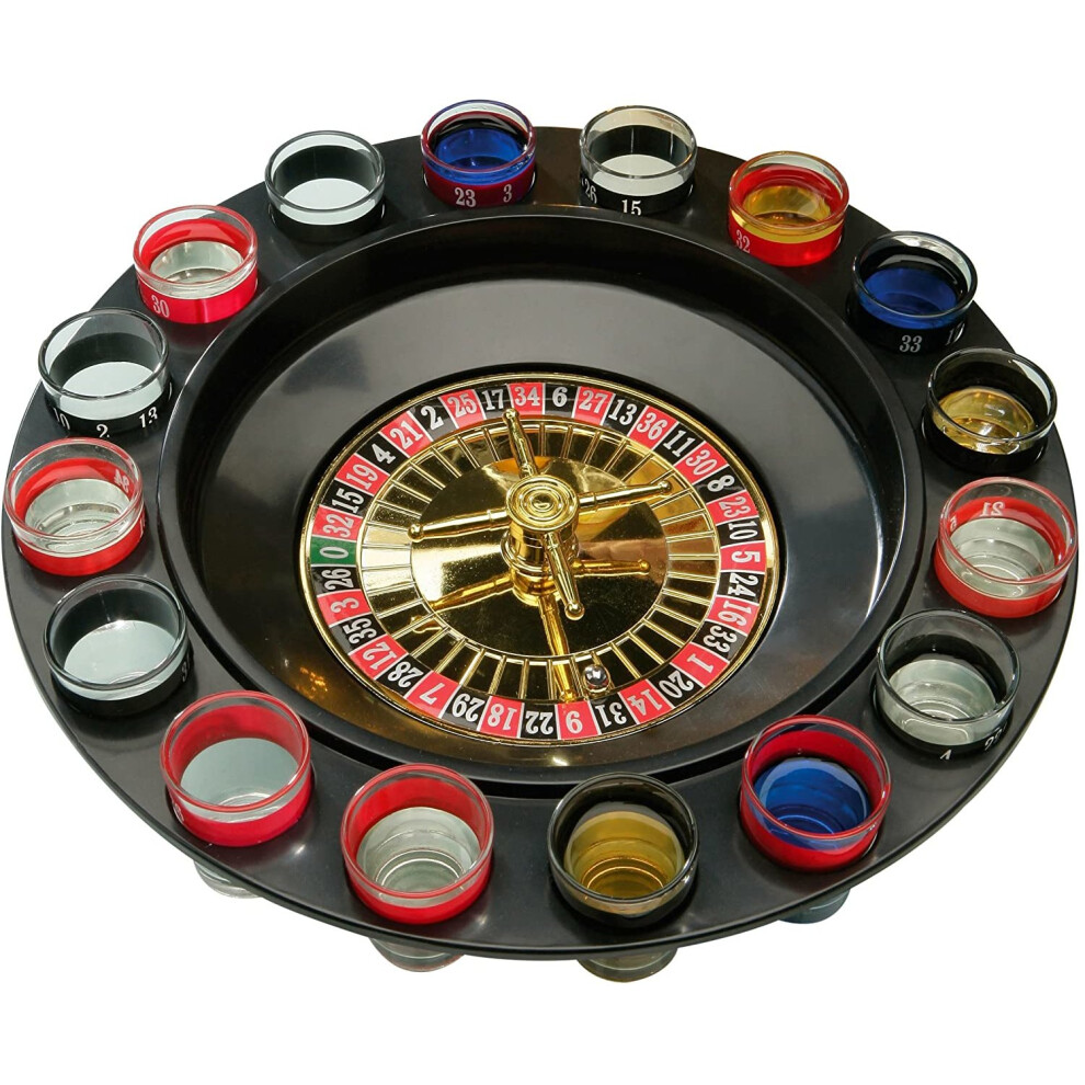 Premier Housewares Easily Maintained Roulette 16 Shot Glasses Drinking Game, Minimised Spillage Of Roulette Drinking Game
