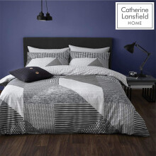 Catherine Lansfield Larsson Geo Easy Care Single Duvet Set Grey