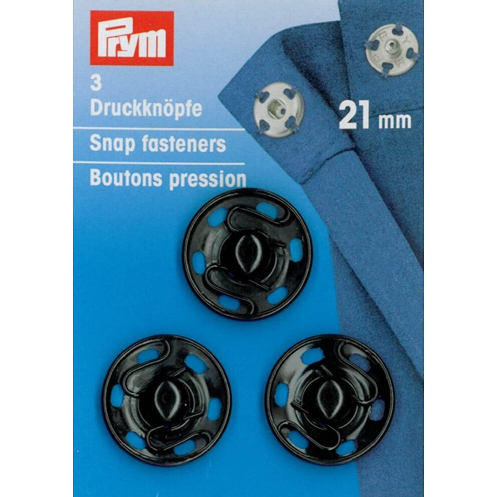 Prym Sew-On Snap Fasteners Brass Black 21 mm