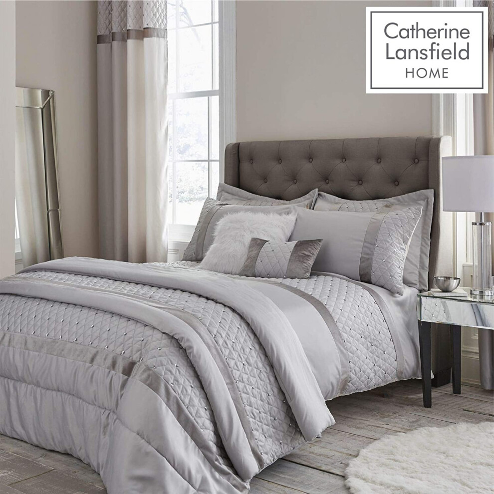 Catherine Lansfield Sequin Cluster King Duvet Set Silver