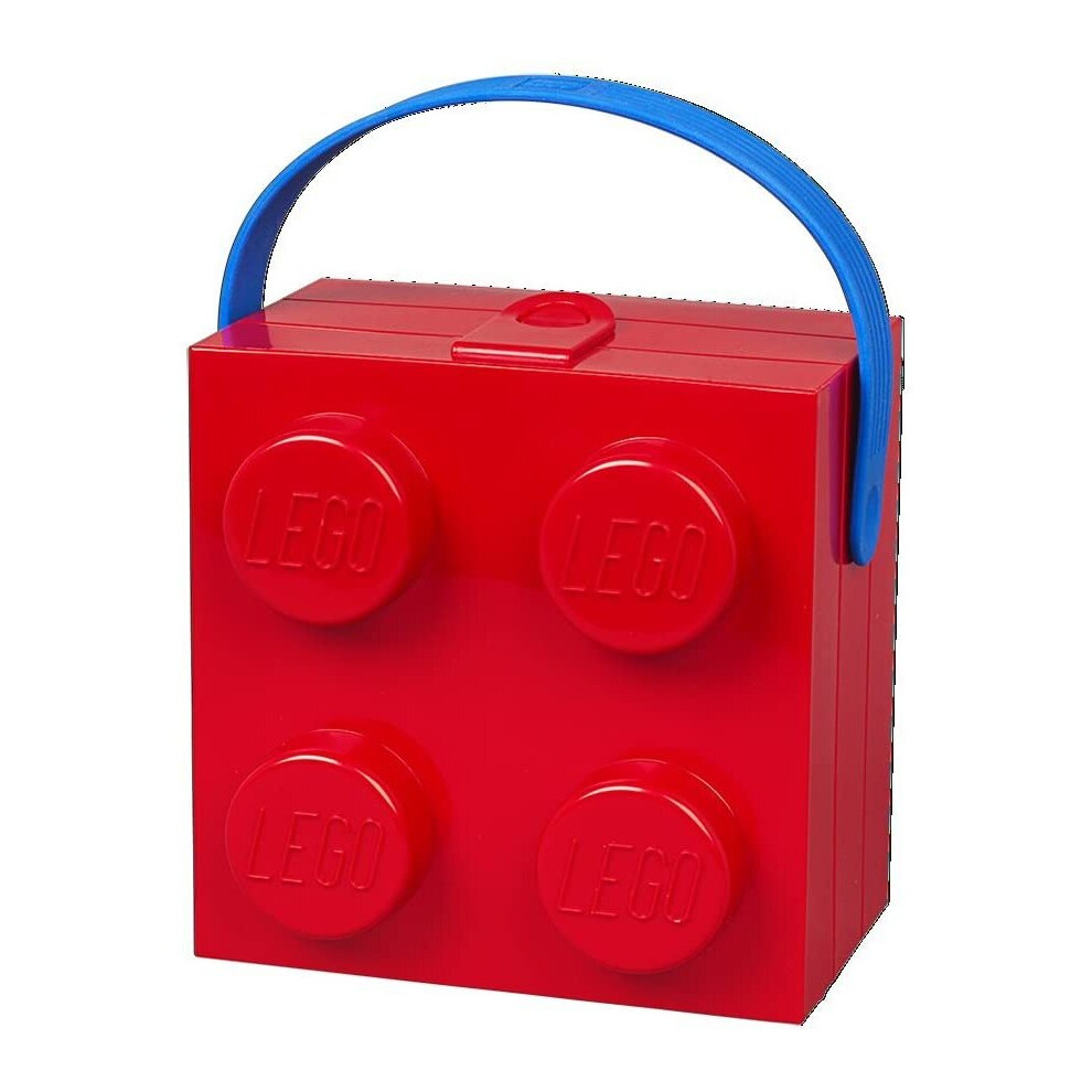 Lunch Box W. Handle (4 Knob) - Classic, Bright Red