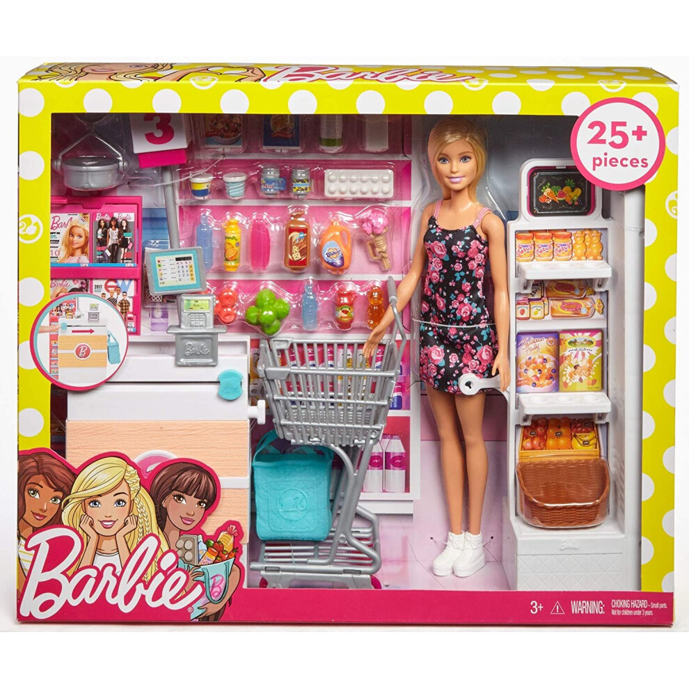 Barbie FRP01 Supermarché Supermarket Set, Multi-Colour on OnBuy