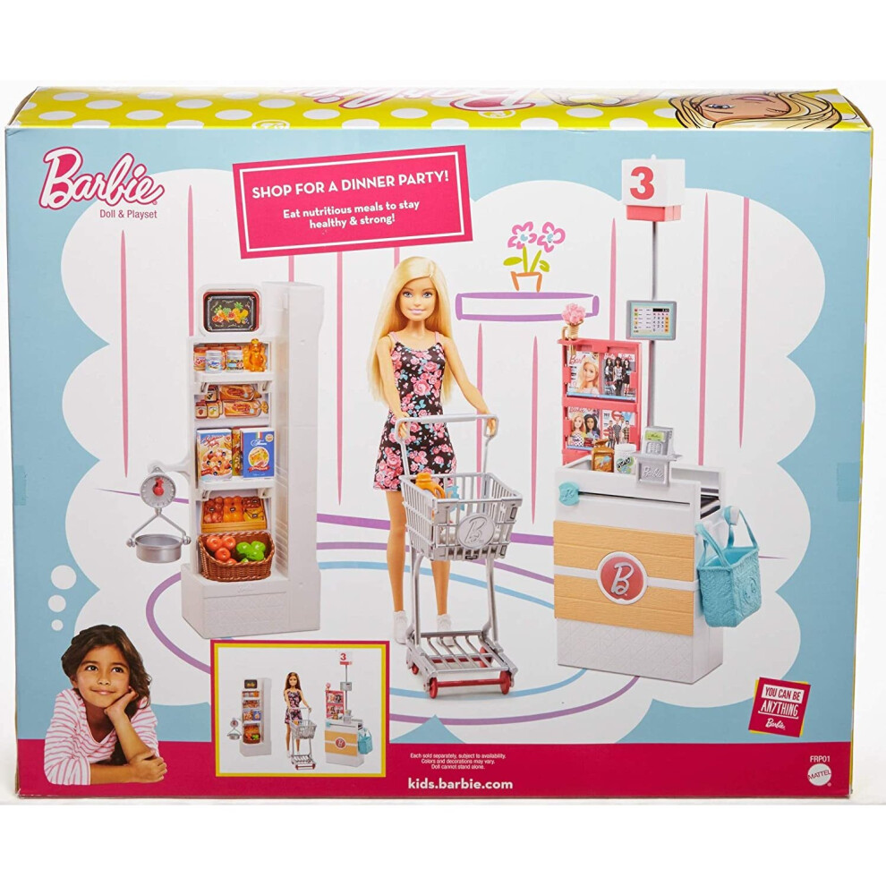 Barbie FRP01 Supermarché Supermarket Set, Multi-Colour on OnBuy