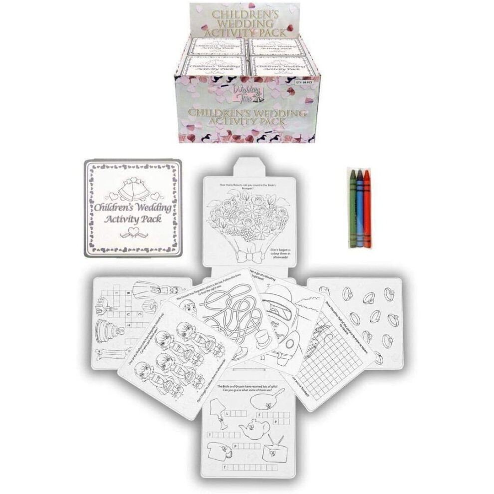 Henbrandt Wedding Activity Pack For Children, Crayons, Drawing And Colouring Book, Travel Games, Pack Of 4