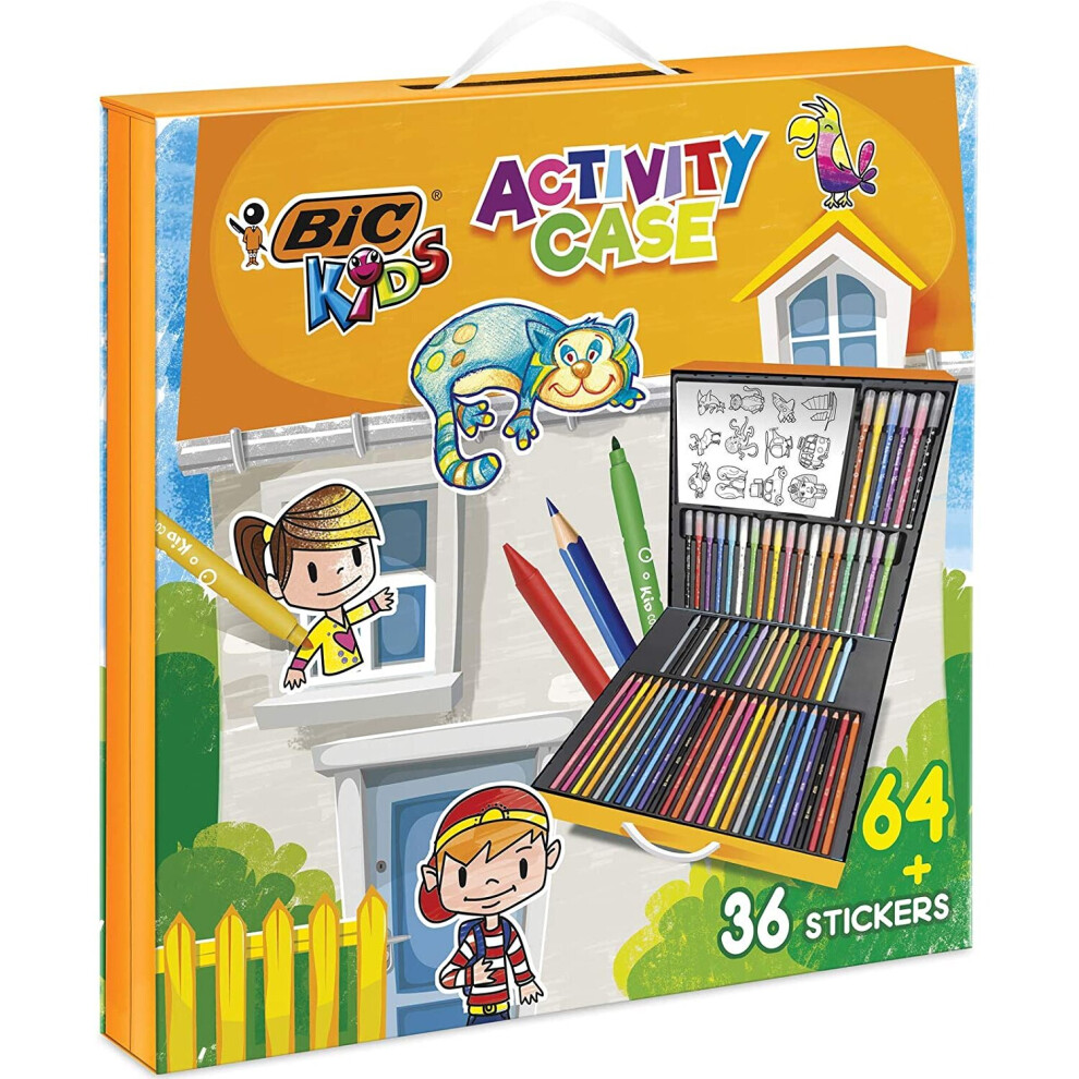 BIC Kids Activity Case  - 24 Colouring Pencils/24 Felt Pens/16 Crayons and 36 Colouring Stickers