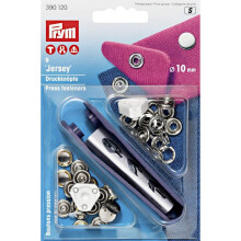 Prym Non-sew Press Fasteners Jersey Brass Smooth Cap Silver col 10 mm