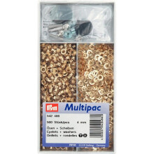 Prym 1 542486 Eyelets and Washers Brass 4.0 mm Gold col, Metal