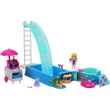 Polly Pocket FTP75 Splashtastic Pool Surprise Playset with 3 Inch Polly Doll, Micro Accessories, Multicolored