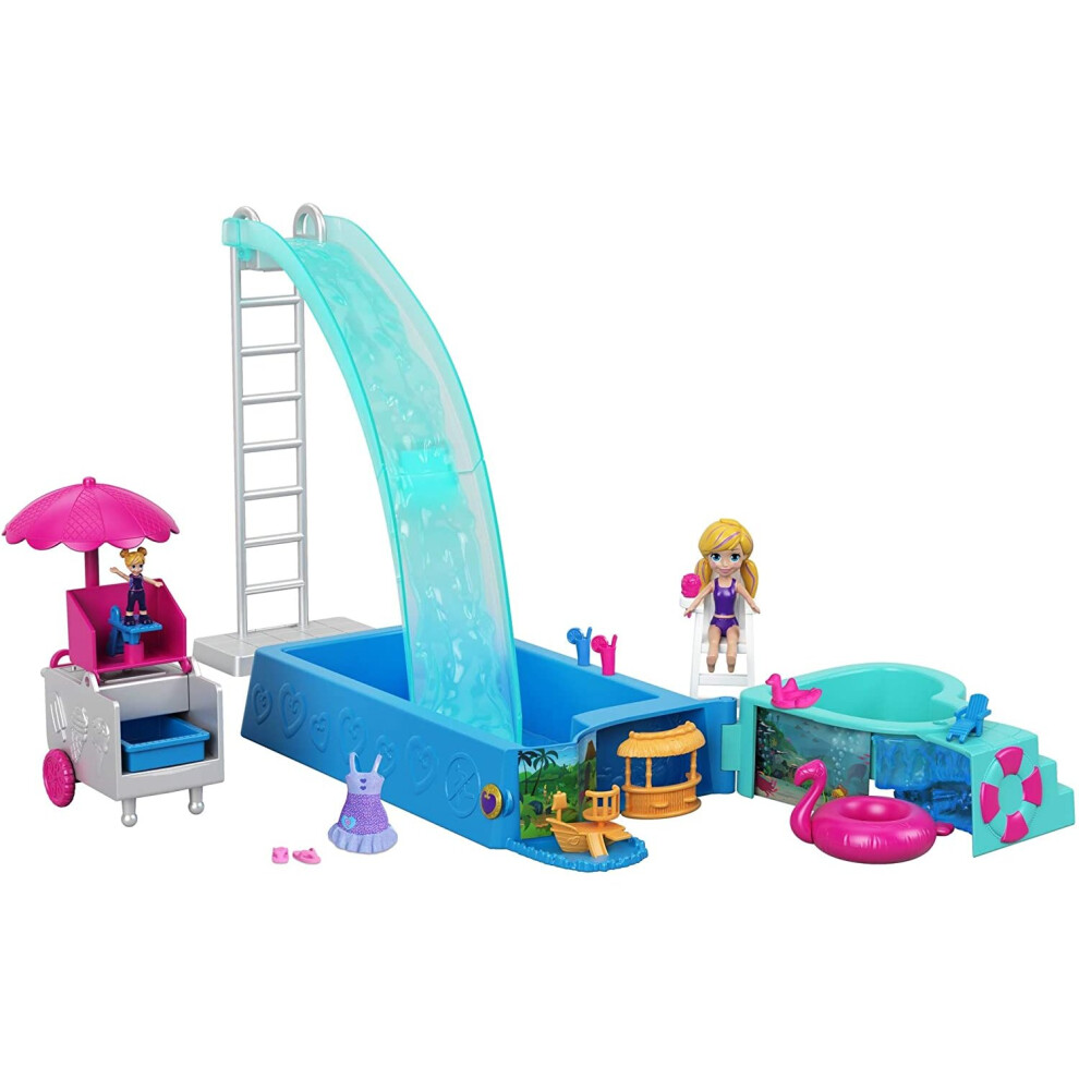 Polly Pocket FTP75 Splashtastic Pool Surprise Playset with 3 Inch Polly Doll, Micro Accessories, Multicolored