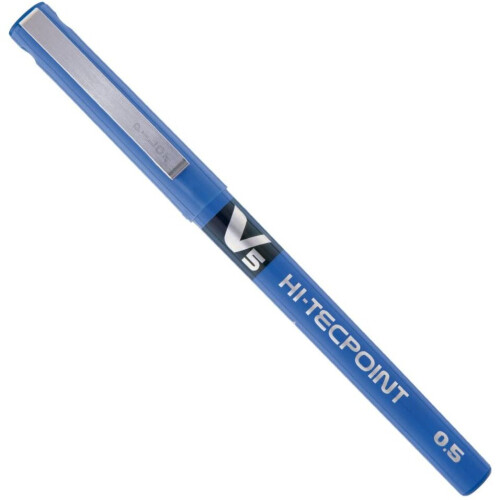 Pilot Pilot V5 Hi-Tecpoint Liquid Ink Rollerball Pen, 0.5 mm Tip - Blue (Single Pen) 2