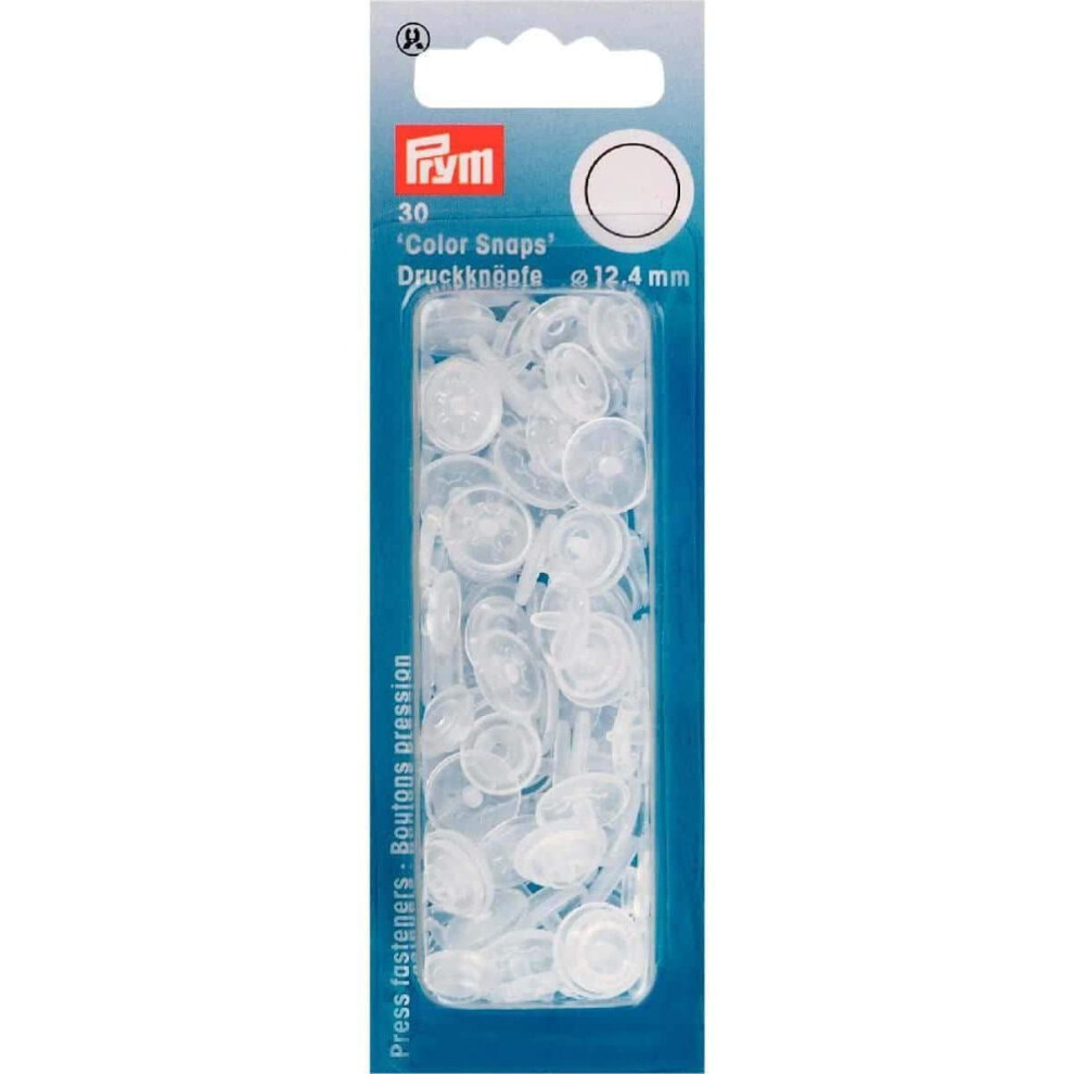 Prym Transparent Matt Round Non-Sew ColorSnaps 12.4mm Snap Fasteners (30pc), 12 x 7 x 2 cm