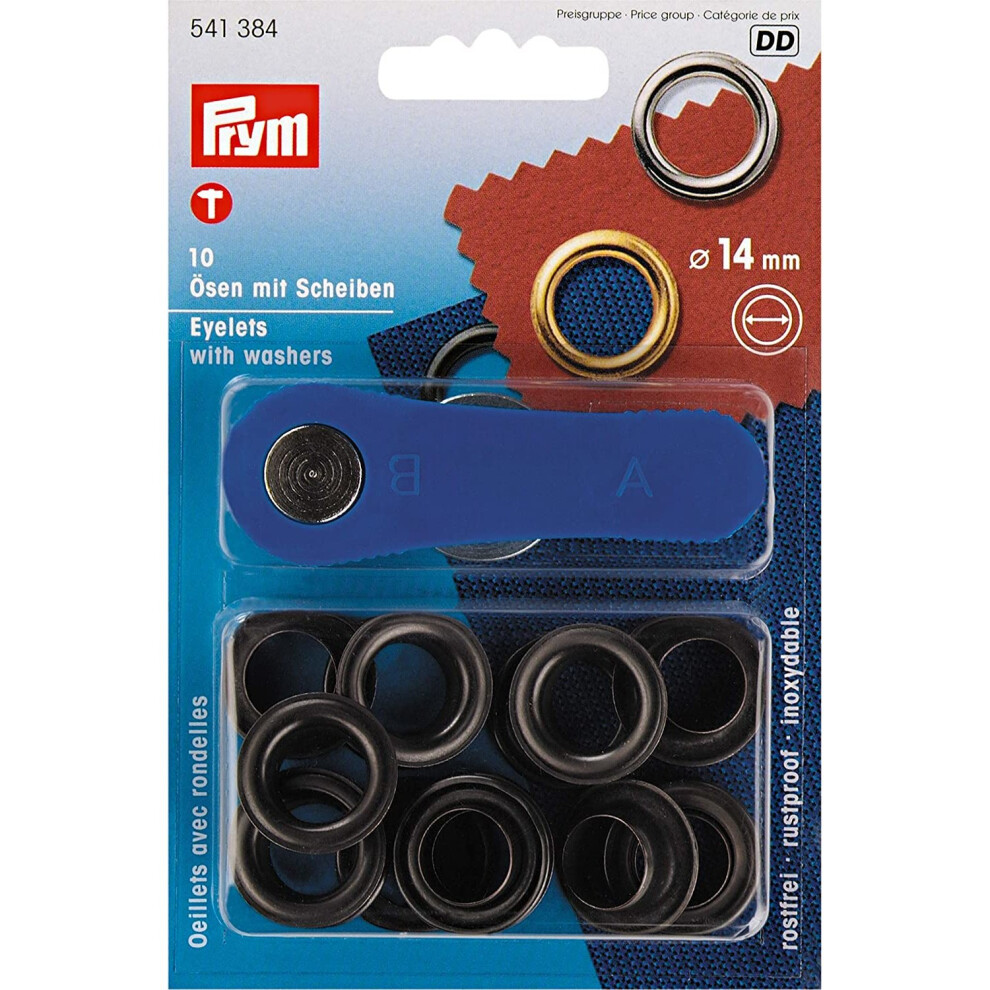 Prym 541384 Eyelets Brass Washer/2 x 1 x 1 cm Black