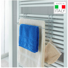 Metaltex Radius Double Towel Rail - Bathroom Towel Holder ideal for Bathroom Radiators. Over the Door Towel Rail - Silver, Size: 39 x 15 x 20 cm
